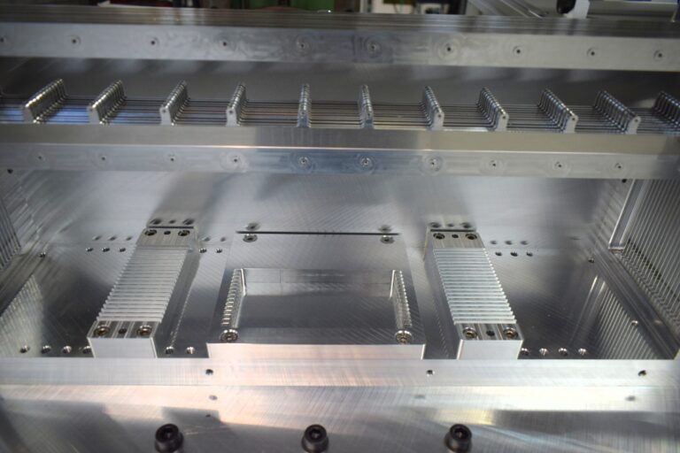 The detector housing with the 12 T-Frames (support for electronics and sensors) installed. The full stack is manufactured in DURAL, by the Warsaw University.